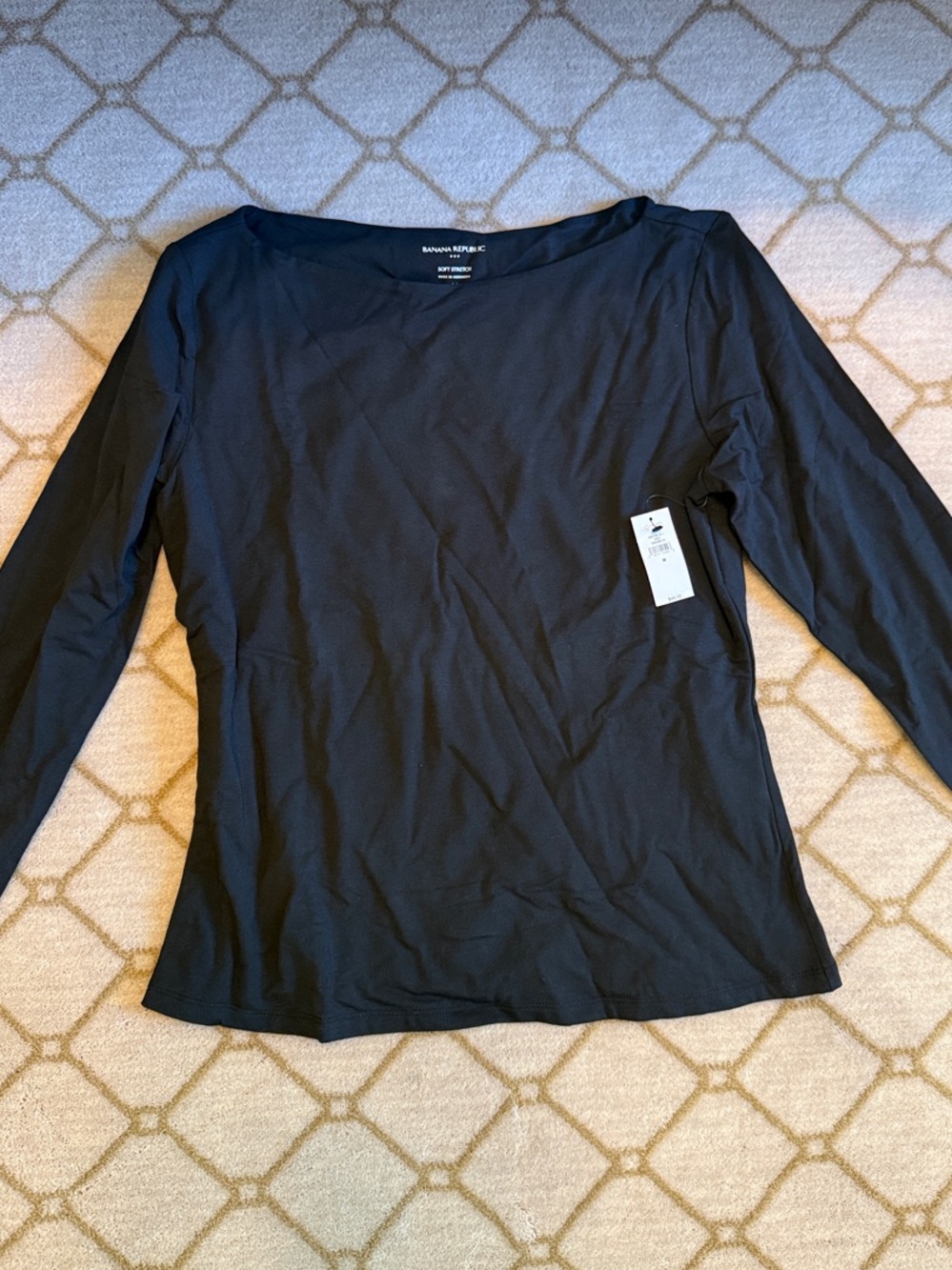 Banana Republic Black Long-Sleeve Boatneck Top